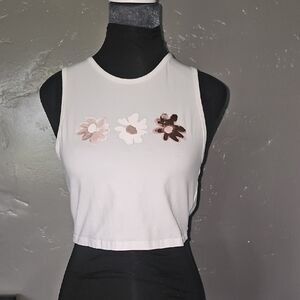 Sunday Best White Sleeveless Fitted Crop Tank Top